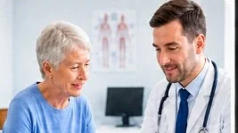 Pre-surgery consultation with a doctor and tablet