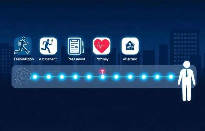 Patientenreise-Infografik mit verbundenen Versorgungsstufen
